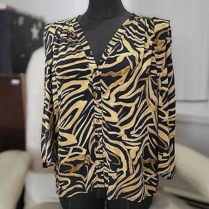 Morgan De Toi watercolour tiger print button up blouse